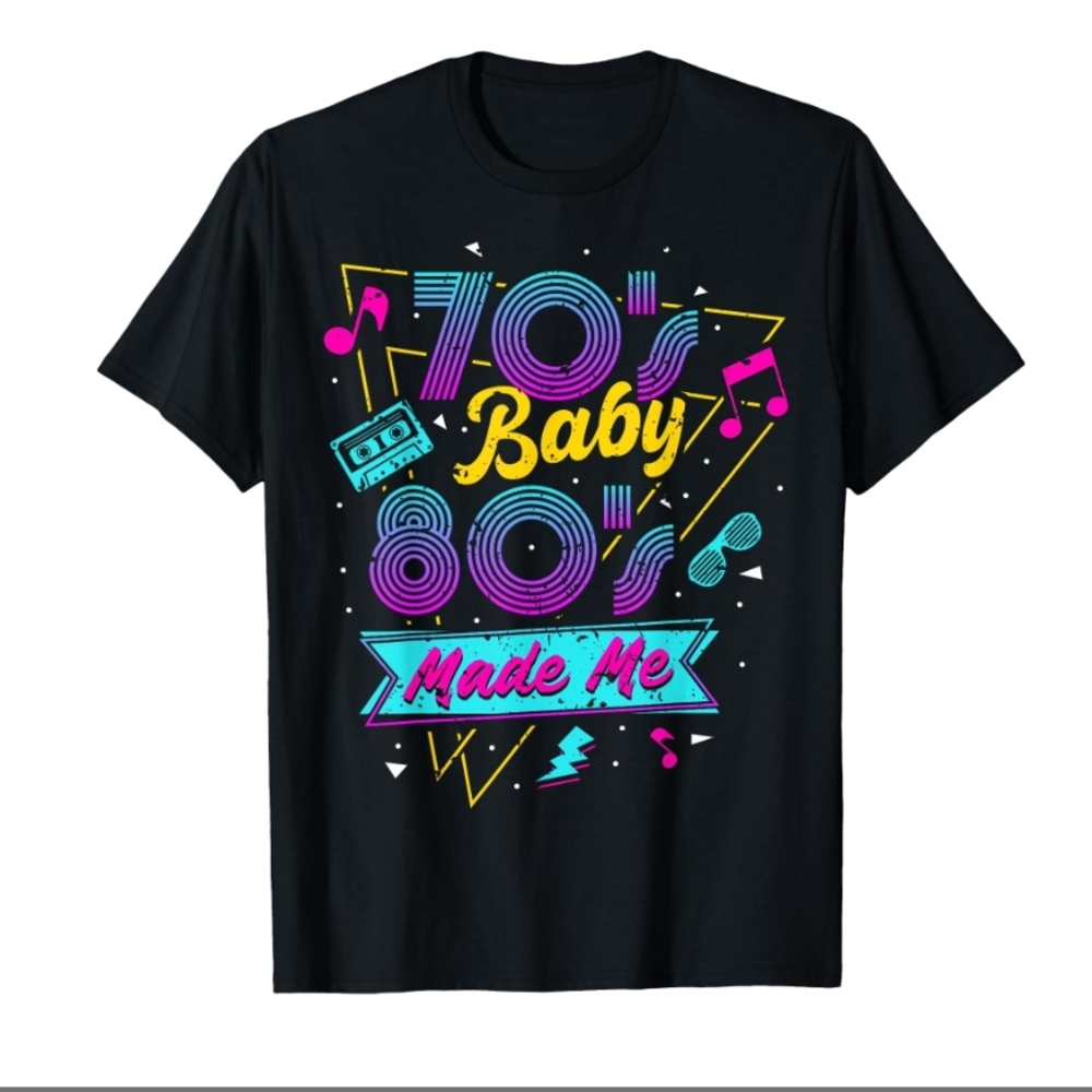 ♥️Born in The 70's But The 80's Raised me 80s Costume T-Shirt womens plus 4X